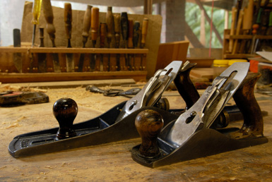 wood planer on a bench